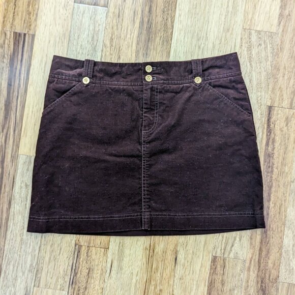 Whimsy Twee Lily Pulitzer Dark Brown Corduroy Gold Accents Mini Skirt Size 6 - Picture 5 of 9